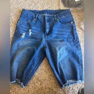 Distressed Denim Shorts